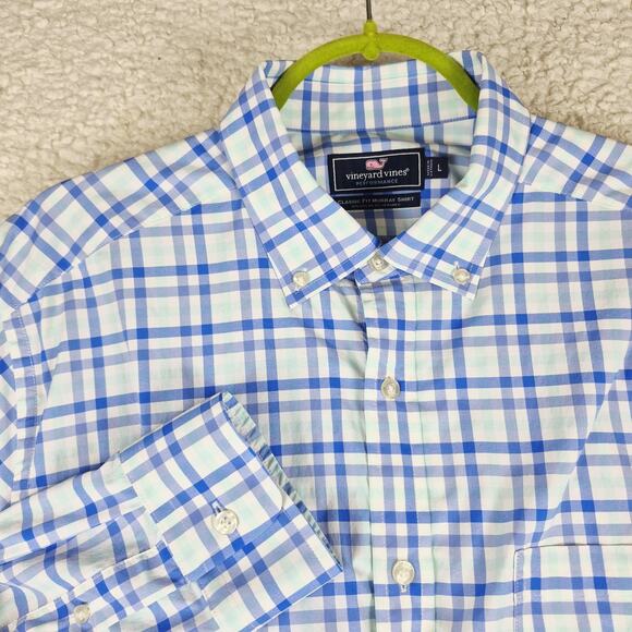 Vineyard Vines Performance Classic Fit Murray Shirt Mens Large Gingham Plaid - Picture 1 of 10